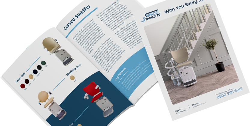 The Senior Stairlifts Brochure showing stairlift seat styles