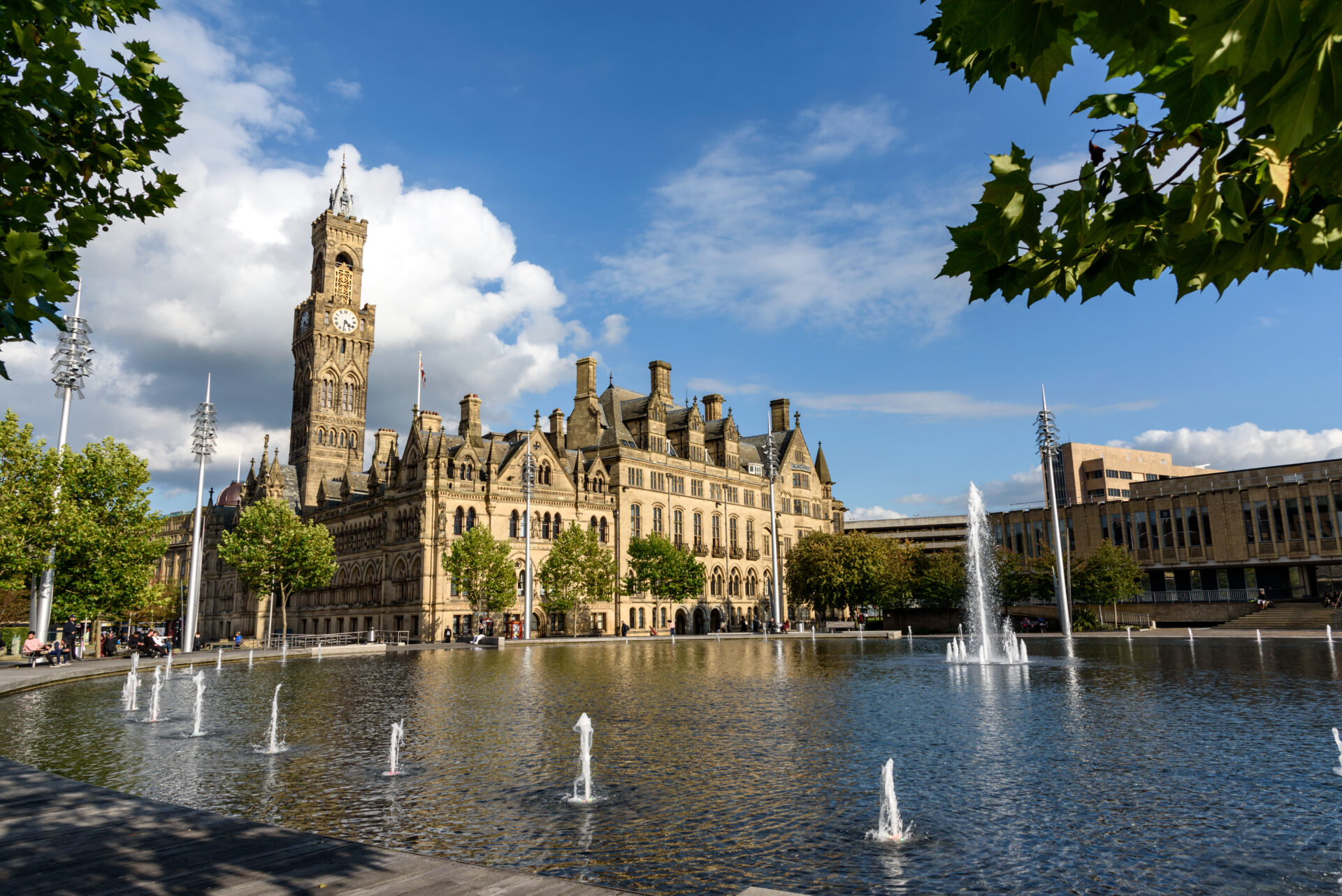 Bradford Town Hall at the City Park Square.