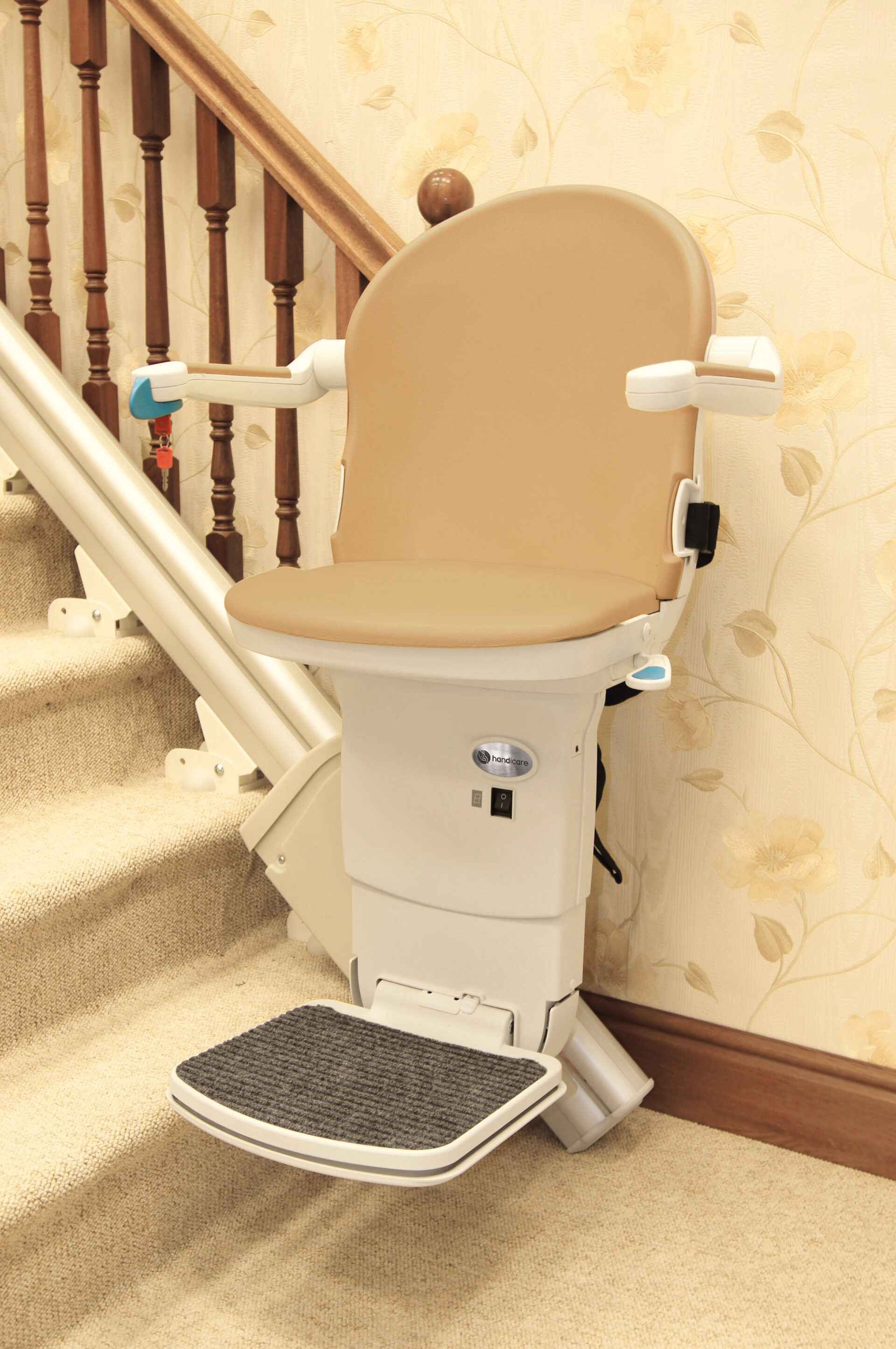 Stairlift with a Tan Seat