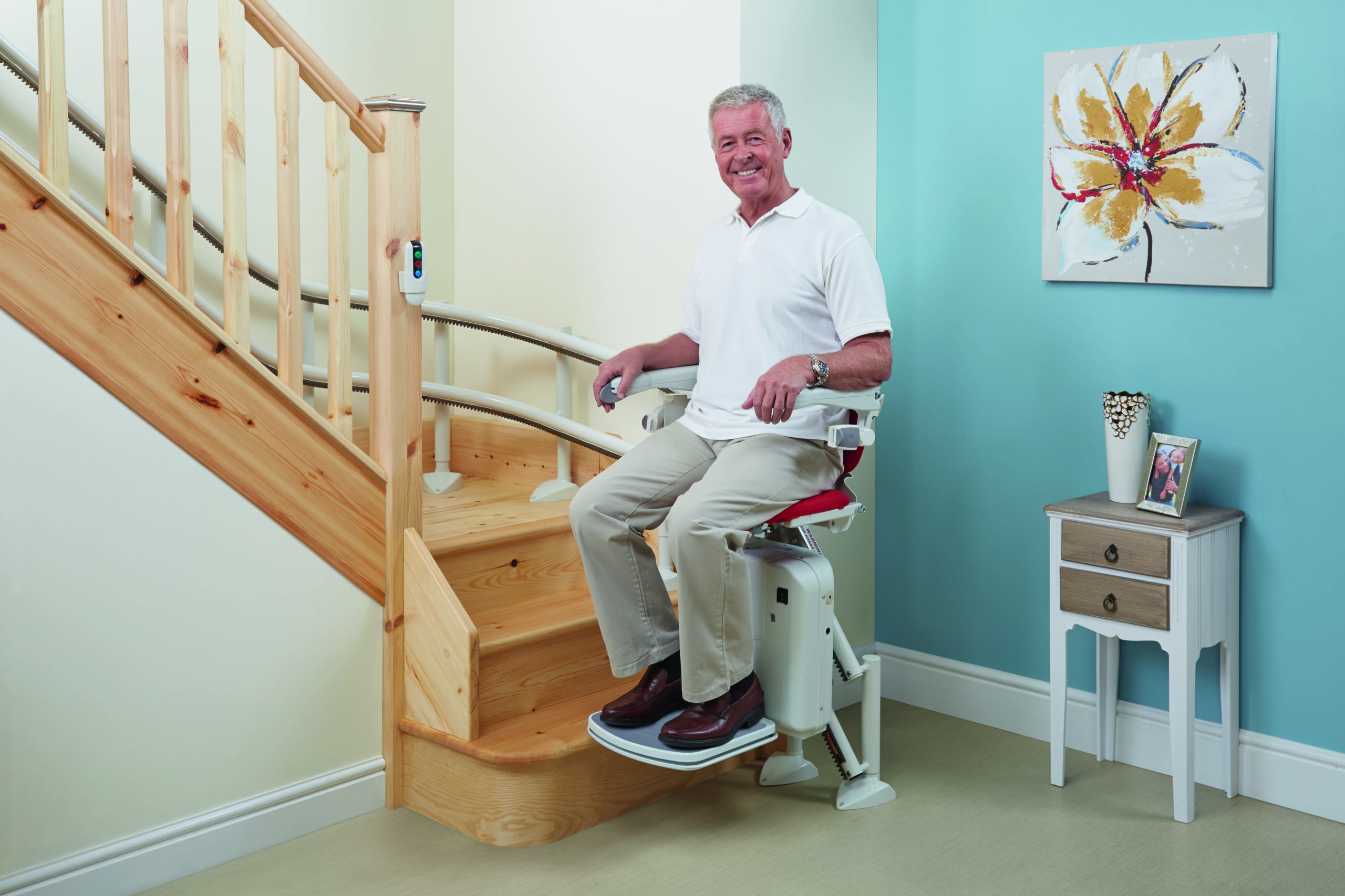 Cherry Red Handicare 2000 Curved Stairlift