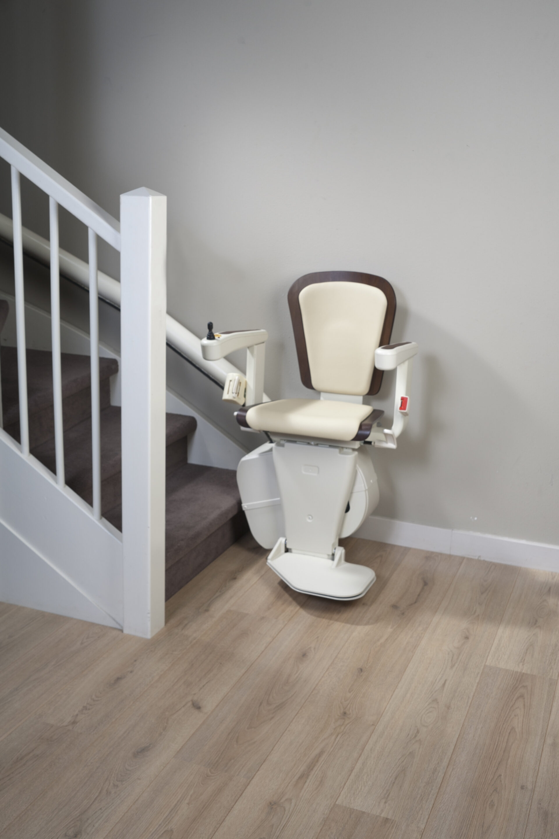 A Straight Stairlift with ample wheelchair space.