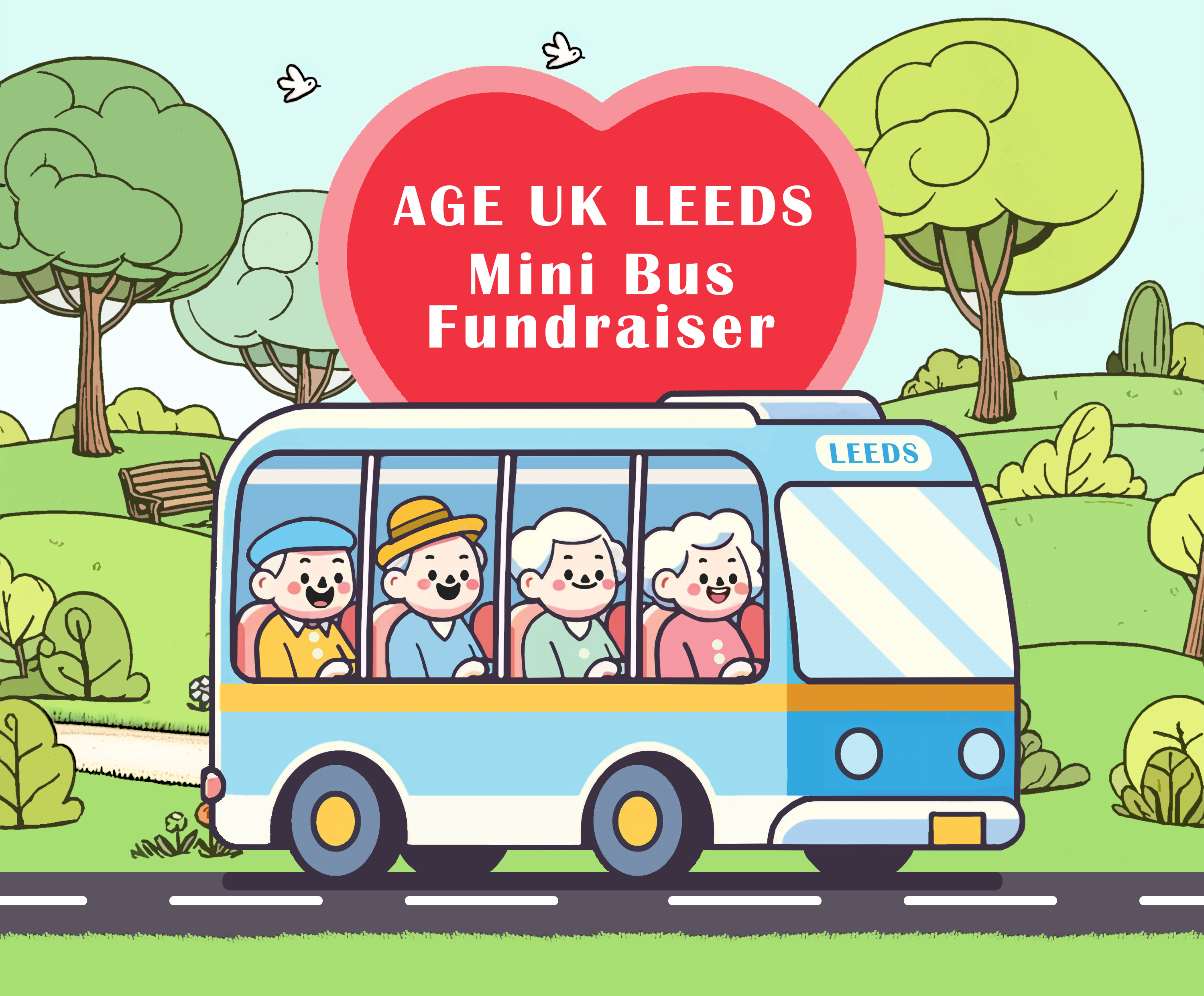 Age UK Leeds minibus fundraiser Illustration