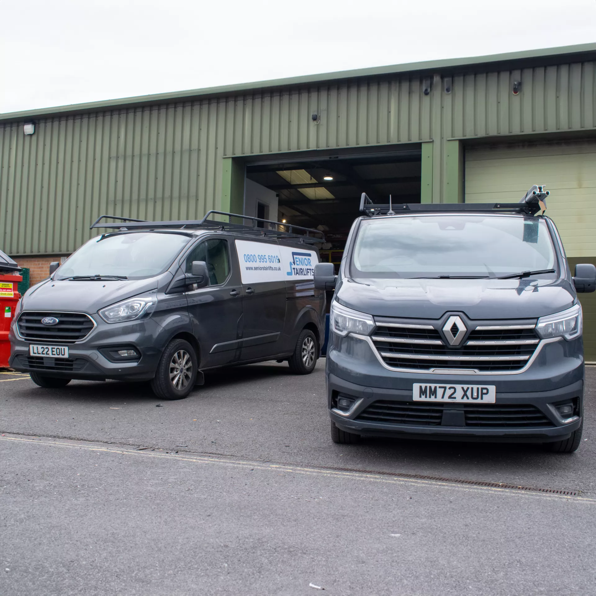 Senior Stairlift Vans getting ready to repair stair lifts