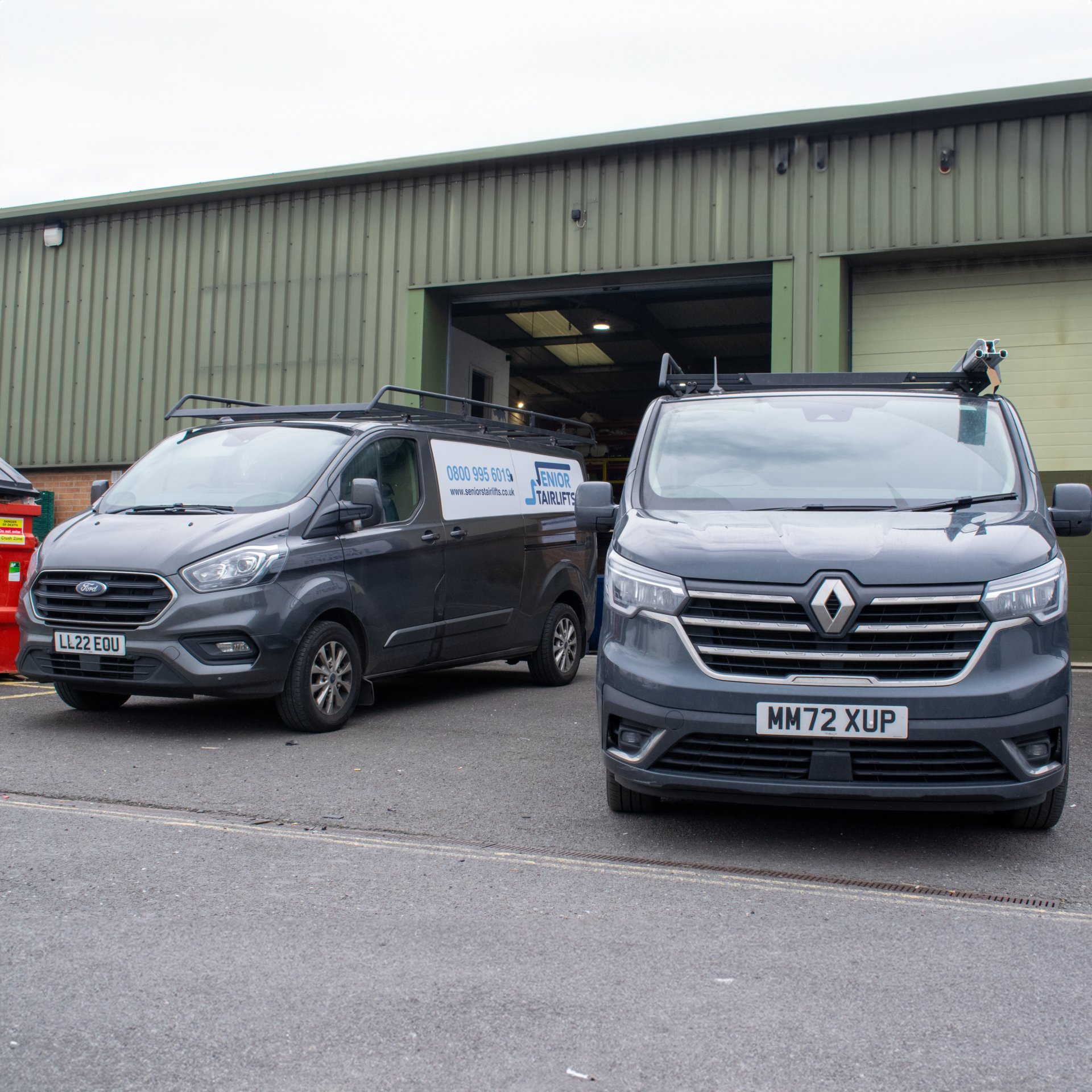 Senior Stairlift Vans getting ready to repair stair lifts