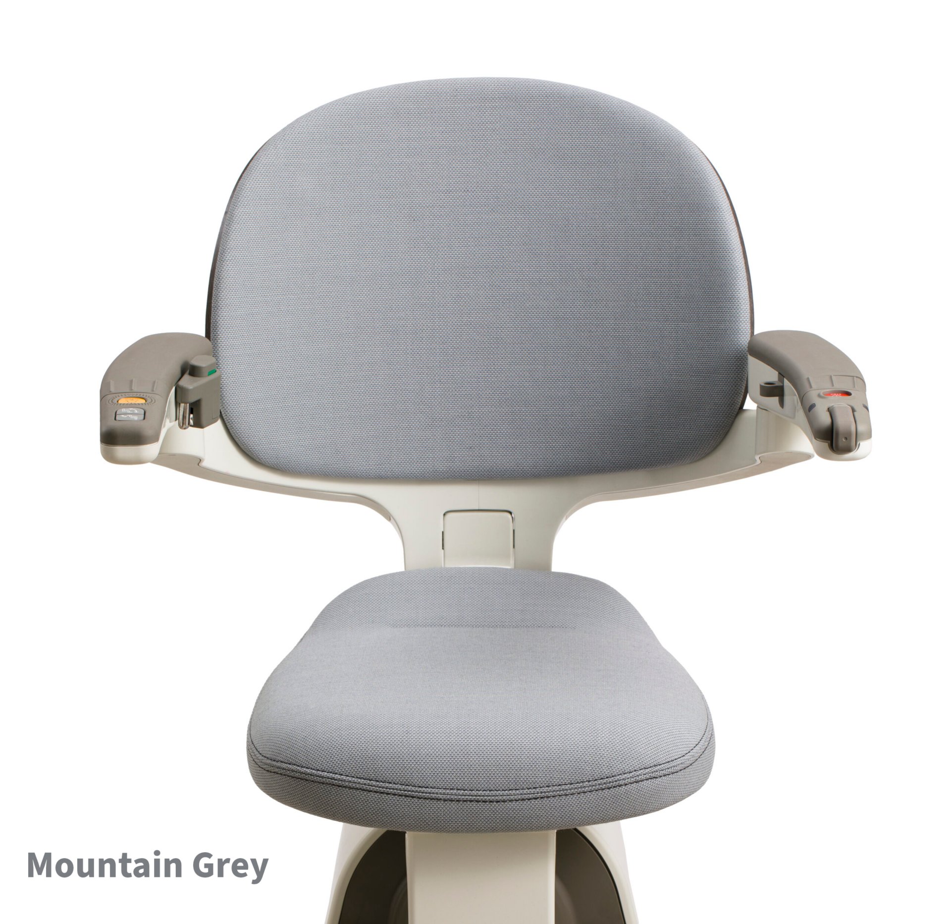 Flow X Stairlift with the Mountain Grey seat colour