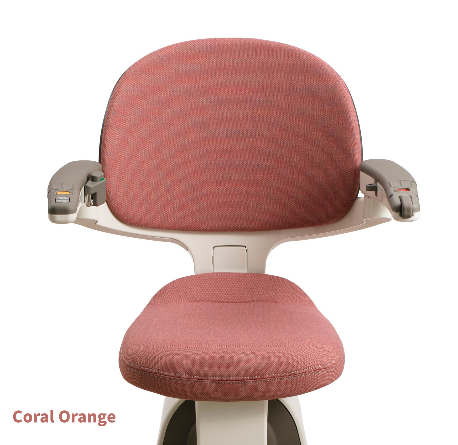 Flow X Stairlift with the Coral Orange seat colour