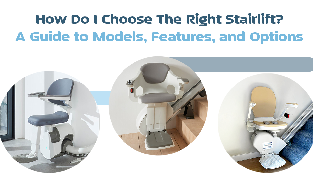 Graphic showing various stairlift options available at Senior Stairlifts