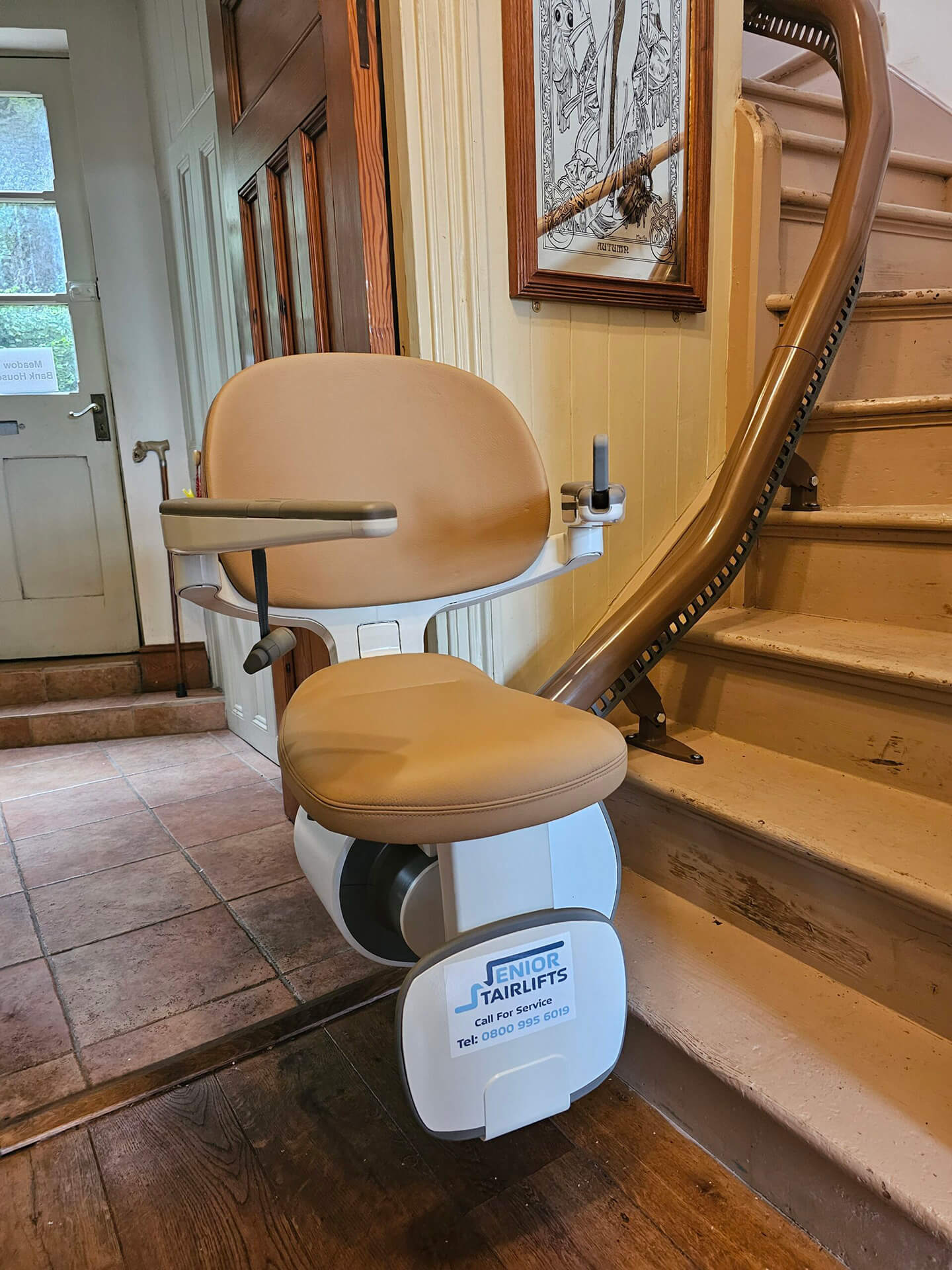 Curved stairlift Rustic home